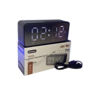 RÁDIO RECARREGÁVEL RELÓGIO USB BLUETOOTH 12X5CM