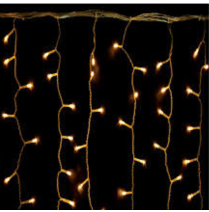 PISCA CASCATA 100 LEDS FIXO AMARELO MACHO/FÊMEA