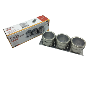 PORTA CONDIMENTO INOX MAGNETICO 3PÇS