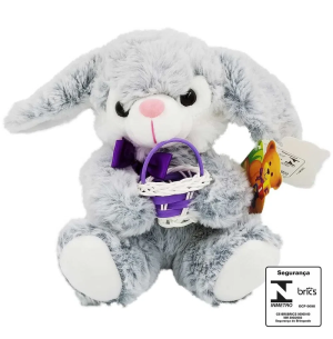 PELÚCIA COELHO SENTADO 17CM C/ CESTO