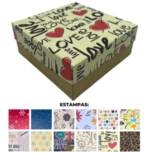 CAIXA PRESENTE 12X12X5CM KRAFT ESTAMPADA