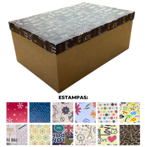CAIXA PRESENTE 36X24X15CM KRAFT ESTAMPADA