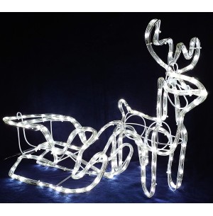 FIGURA RENA LED 8F MANG. C/ TRENÓ BRANCO 93X46CM