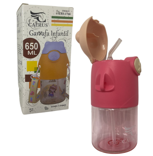SQUEEZE INFANTIL PLÁSTICA 650ML ALÇA + ADESIVO