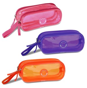 PORTA LÁPIS 20CM 2 DIV TRANSPARENTE