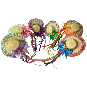 FESTA JUNINA TIARA CHAPÉU PALHA 16CM
