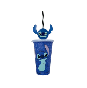 COPO PLÁST.500ML CANUDO STITCH