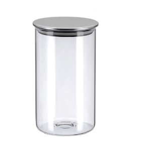 POTE VIDRO 30CM RED.TAMPA INOX