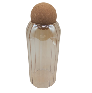 GARRAFA VIDRO 16CM TAMPA BOLA CORTIÇA ÂMBAR