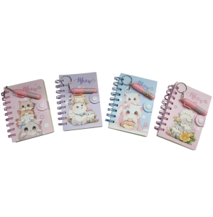 BLOCO ANOT.ESPIRAL 9X13CM 80FLS.CANETA MEOW