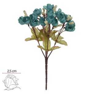 FLOR BUQUÊ ROSA MINI X5 23CM AZUL