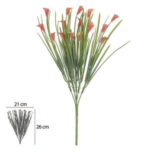 FLOR BUQUÊ COPO LEITE X5 33CM LARANJA