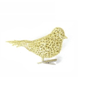 ENFEITE PASSÁRO 11CM GLITTER PREGADOR DR