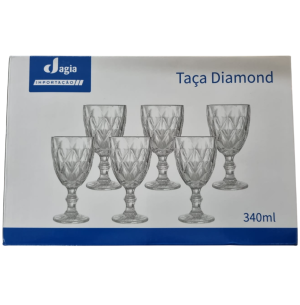 TAÇA VIDRO DG. 340ML 6UN CRISTAL