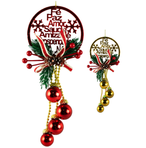 ENFEITE PORTA AZEVINHO C/BOLAS 33CM