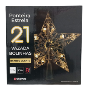 PISCA PONTEIRA ESTRELA 8F 21 LEDS 18CM AM VAZADA BOLAS