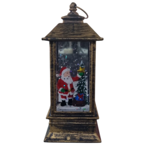  LAMPIÃO VIDRO LED 13CM PAPAI NOEL