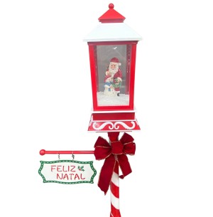 POSTE NATALINO VERMELHO E BRANCO C/ PAPAI NOEL