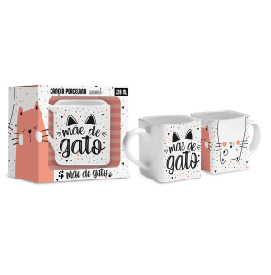 CANECA PORC.220ML QUADRADA MÃE DE GATO