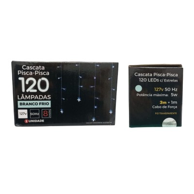 PISCA CASCATA 120 LEDS FT 8F 3M BR ESTRELA