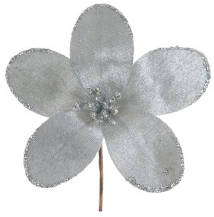 FLOR BICO DE PAPAGAIO VELUDO GLITTER  14CM PR