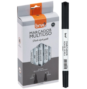 MARCADOR RETROPROJETOR/CD/DVD PONTA DUPLA 2.0/0.4 12UN PRETO