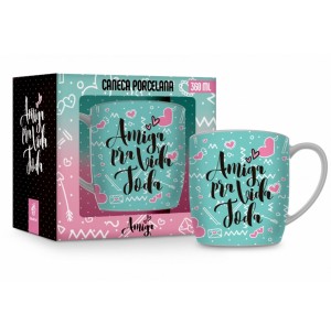 CANECA PORCELANA 300ML URBAN AMIGA PRA VIDA TODA