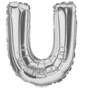 FESTA BALÃO PRATA 40CM LETRA U 2UN